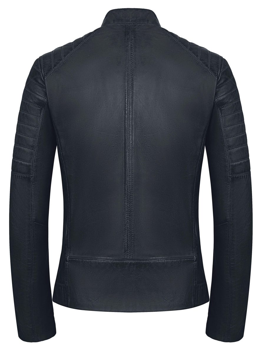 Leren biker jas heren blauw TR36 B Versano - Afbeelding 3