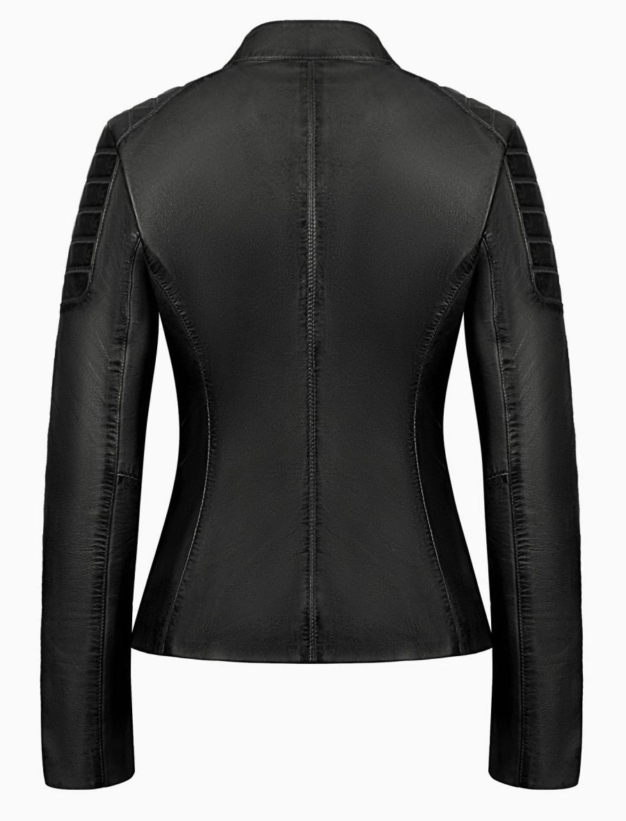 Leren dames jas biker Miami zwart Versano – Image 4