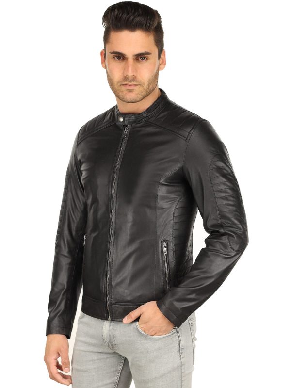 Heren leren jas biker zwart TR57 Versano