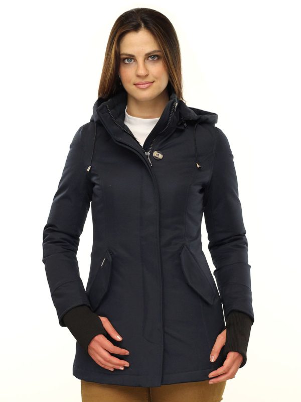 Dames parka winterjas met bontkraag Rani N blauw Versano