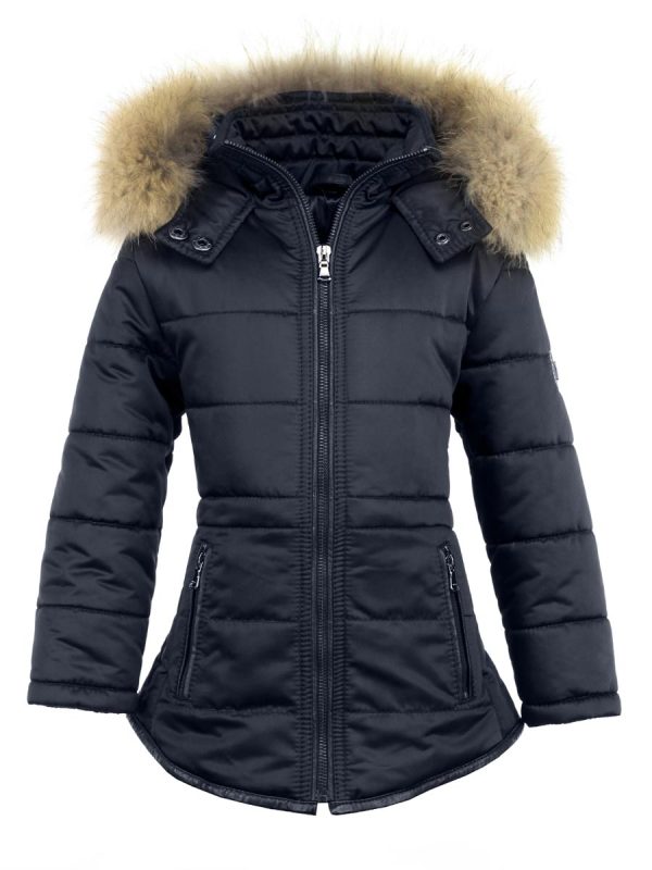 Meisjes kinderjas met bontkraag blauw Jenny Versano