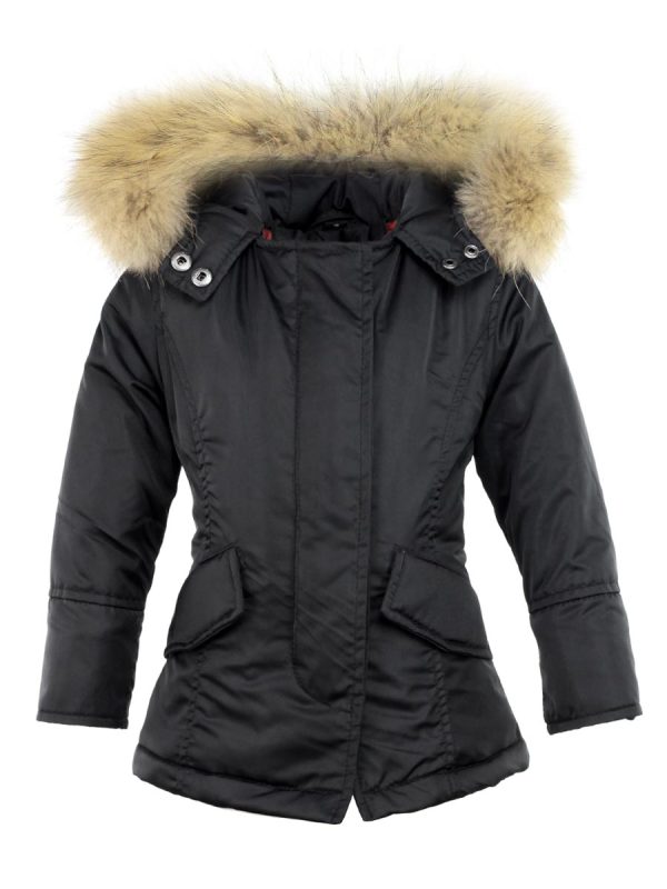 Parka meisjesjas met bontkraag zwart Rani Versano