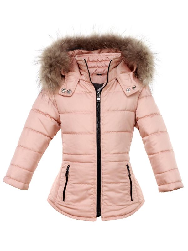 Meisjes parka jas met bontkraag roze Jenny Versano