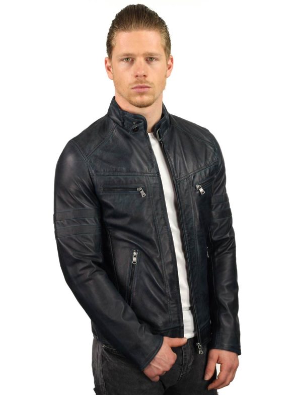 Heren leren jas blauw TR43 Versano