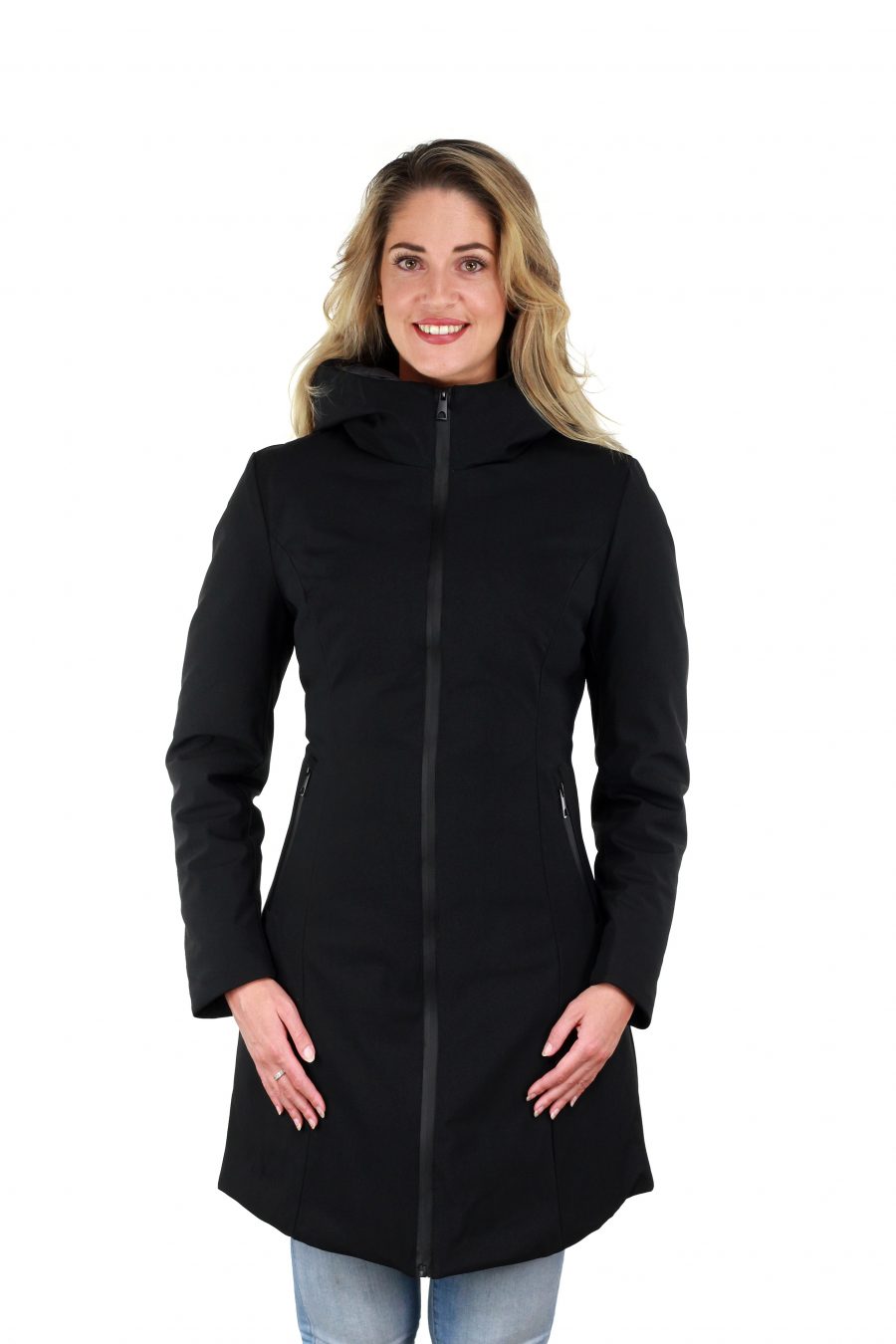 abrigo de invierno damas negro largo