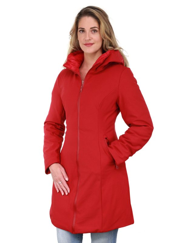 Winterjas dames halflang met capuchon Zita rood Versano