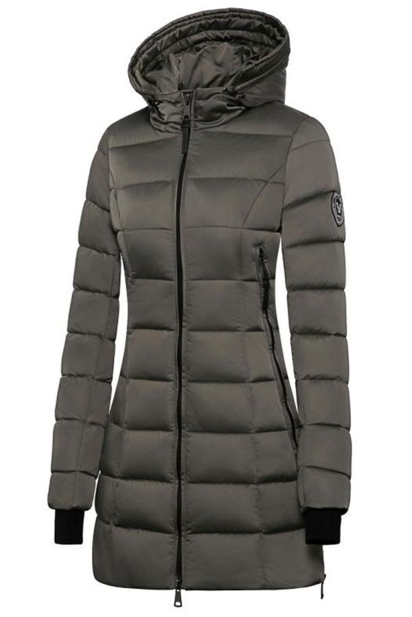 Halflange dames winterjas met bontkraag Sky (new generation) groen Versano