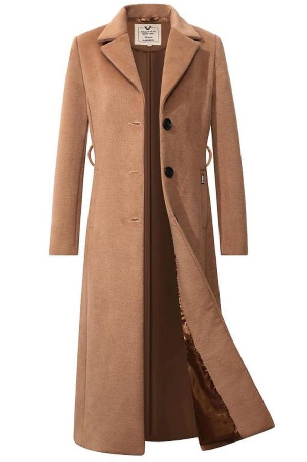 Lange dames mantel jas Versano Delfin camel